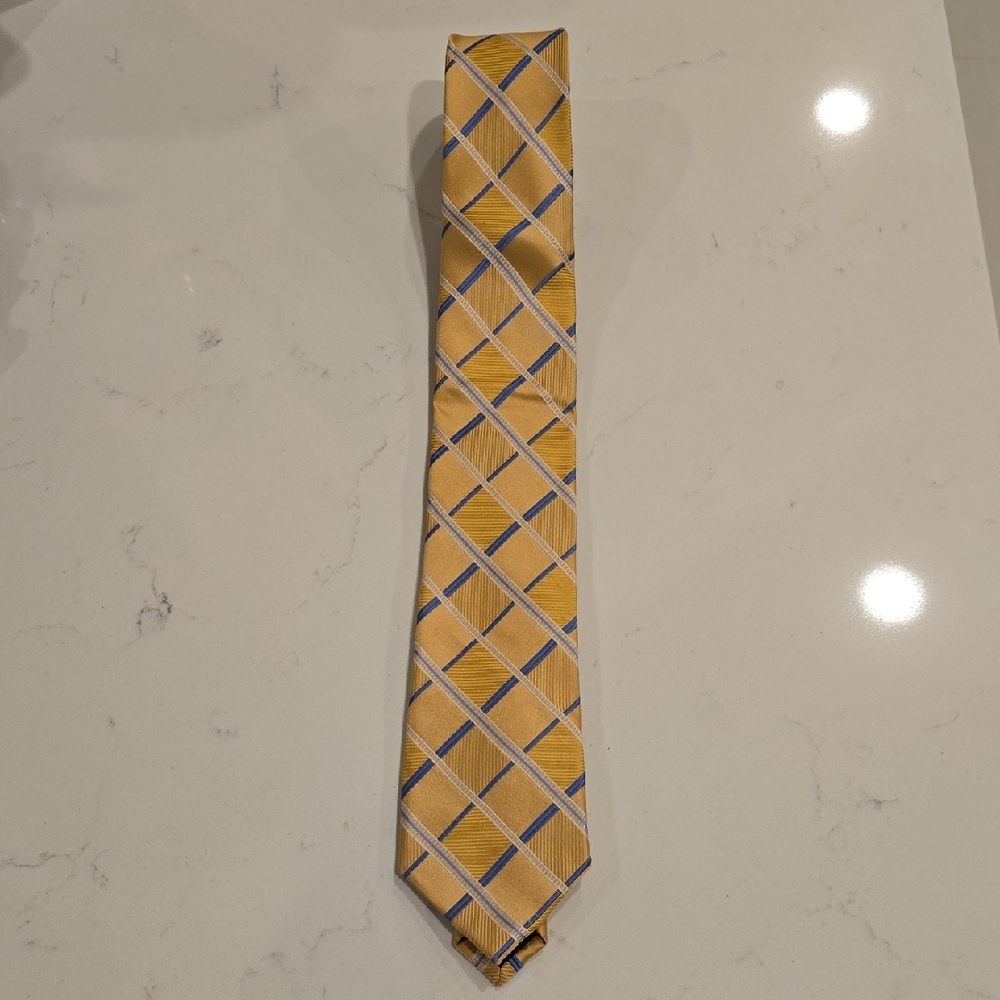 MICHAEL Michael Kors Gold and Blue Plaid Tie